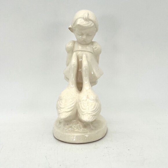 Vintage Ceramic Figurine Of Child With Geese Made In Japan 5 inch tall - Picture 2 of 9